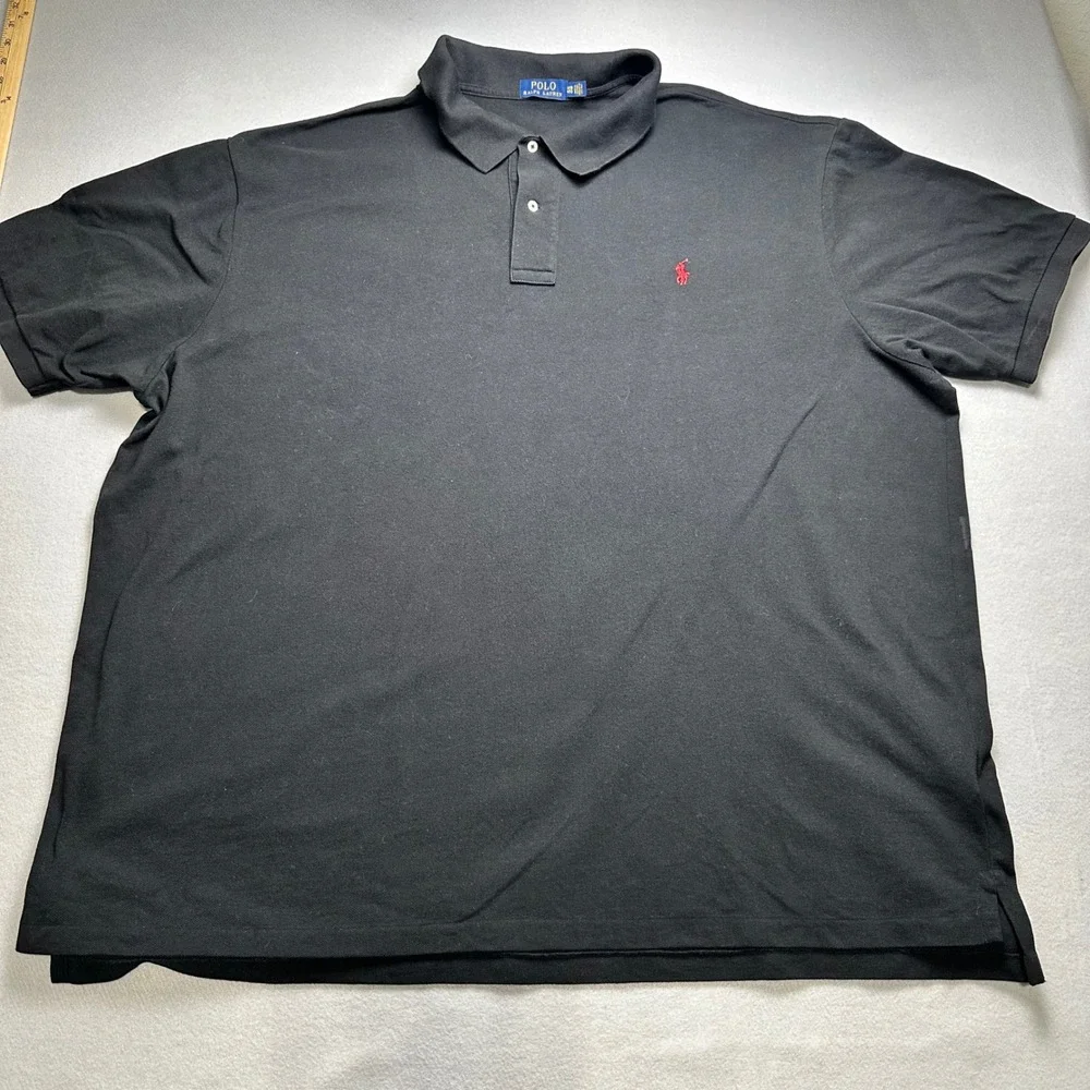 Polo Ralph Lauren Polo Shirt Mens 4XB Black Short Sleeve Pique Red Pony Logo